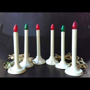 Lot of 6 Mid-Century Plastic Drip Electric Christmas Candle Lights for Windows